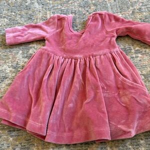 Ruffle Butts velvet bow dress 6-12 months pink